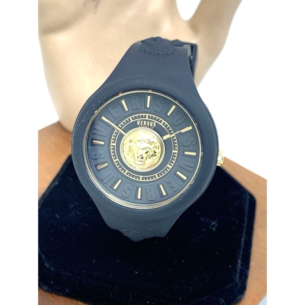 Versus by Versace Women's Watch VSPOQ1G21 Quartz Gold Black Rubber Band 40mm